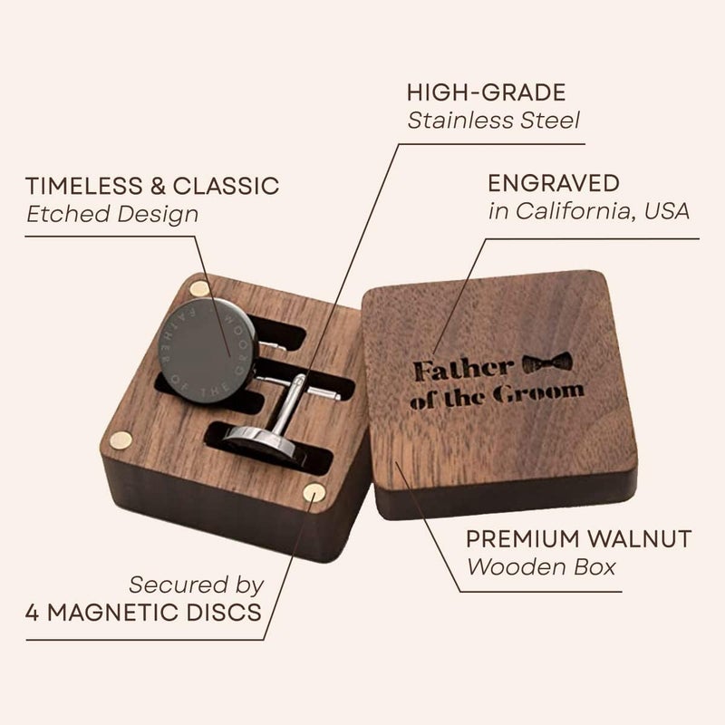 MUUJEE Cufflinks with Engraved Wood Gift Box - Image 3